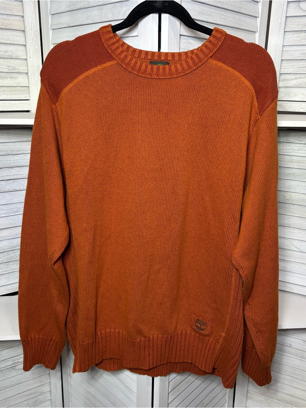 Timberland Men’s Rust Orange Ribbed Knit Crewneck Sweater - Size L